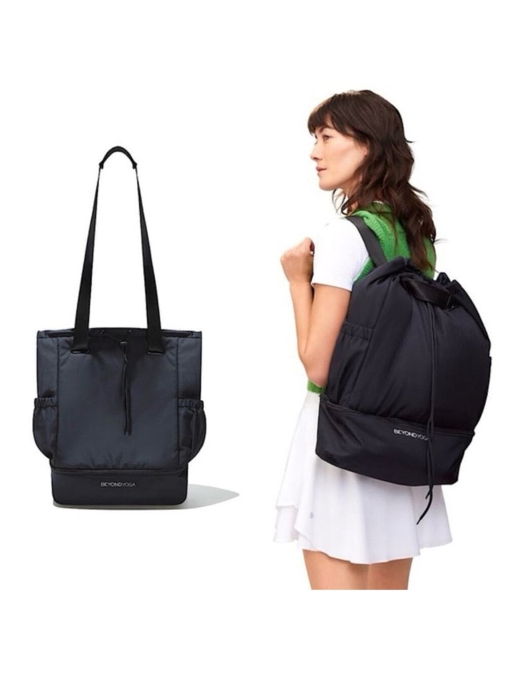 Beyond Yoga Convertible Black Gym Yoga Large Bag Backpack